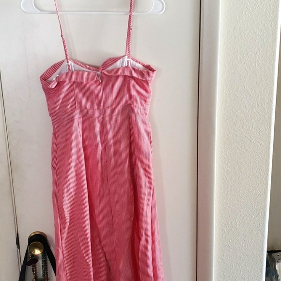 White House Red & White Striped Pin-up Peek-a-boo Style Open Front Sundress SZ S - Picture 8 of 11